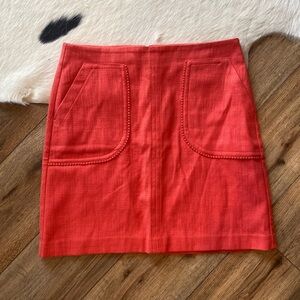 Loft orange mini skirt with detailed pockets and trim